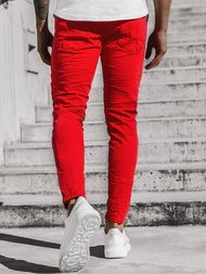 Spodnie męskie jeans czerwone OZONEE T/82015