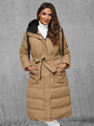 Płaszcz zimowy damski pikowany camelowy OZONEE JS/5M3178/84