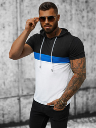 T-Shirt męski z kapturem czarny OZONEE JS/8T982