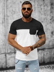 T-shirt męski czarno-biały OZONEE JS/8T91/1Z