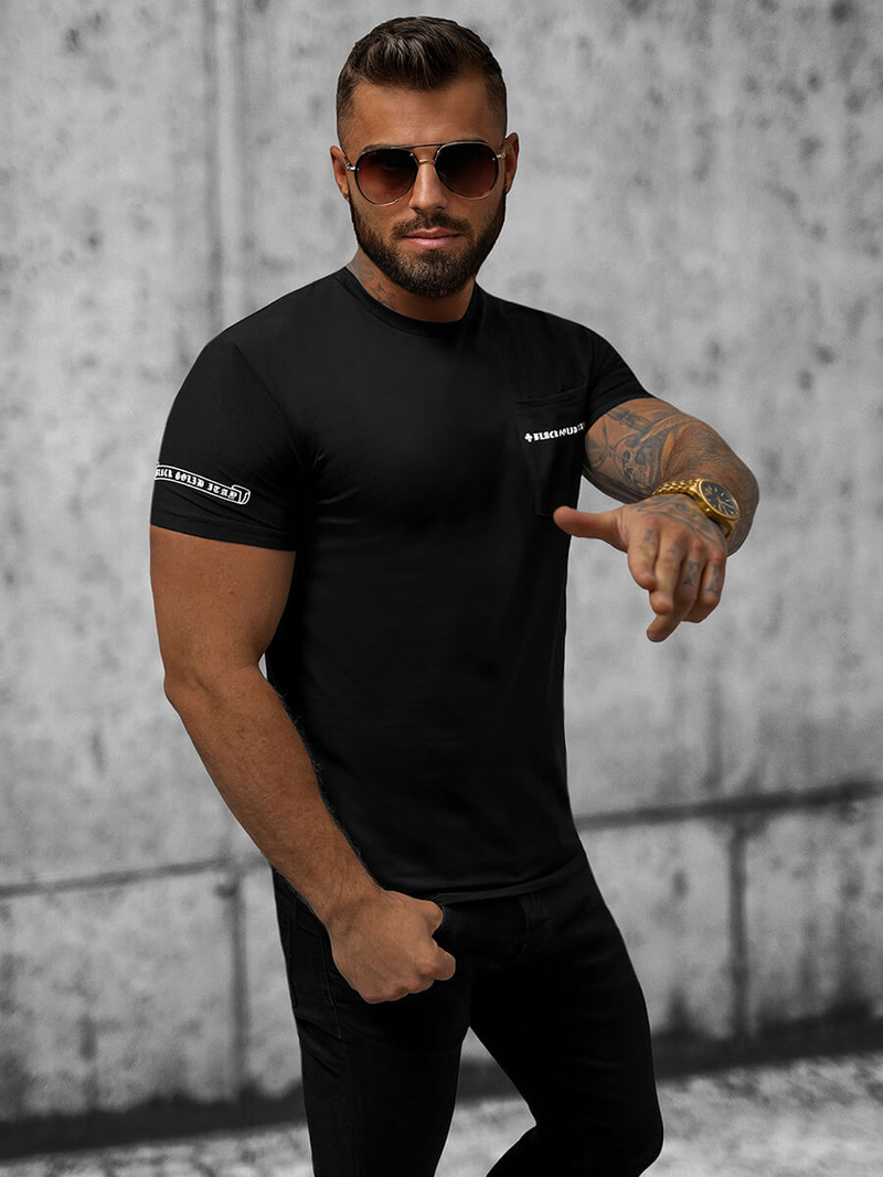 T-shirt męski slim fit czarny OZONEE NB/MT3044