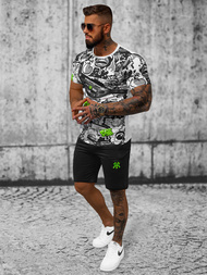 Чоловічий спортивний комплект Бiло-Зелений OZONEE O/HM789