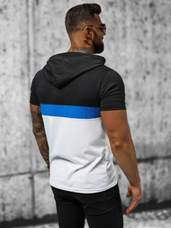 T-Shirt męski z kapturem czarny OZONEE JS/8T982