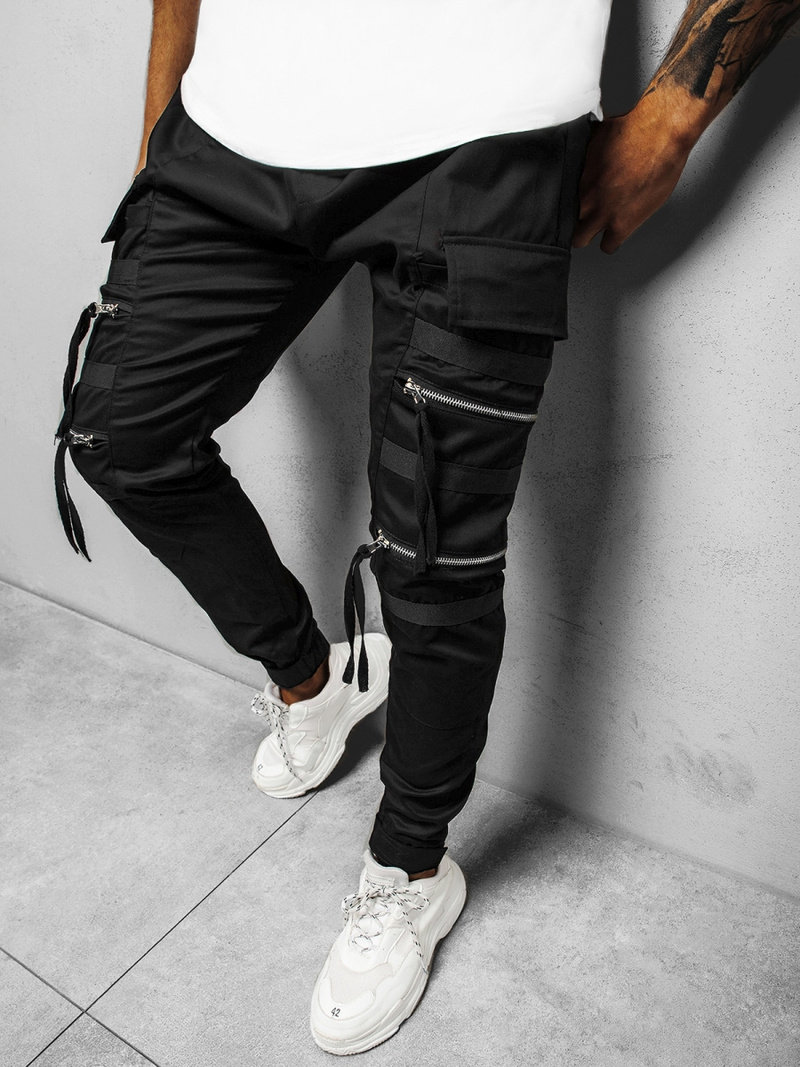 Spodnie męskie chino joggery czarne OZONEE G/11146Z