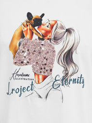 T-shirt damski z nadrukiem biały OZONEE JS/95T2575/1