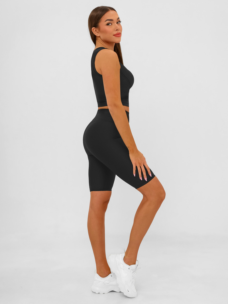 Legginsy krótkie damskie kolarki czarne OZONEE JS/17K597/3