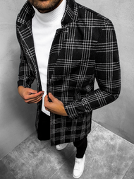 Płaszcz męski w kratę czarno-biały OZONEE O/5628