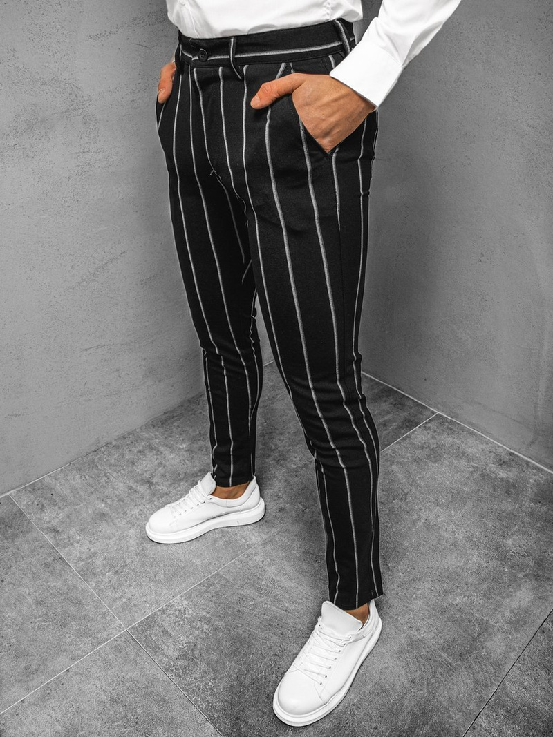 Spodnie męskie chino materiałowe czarne OZONEE DJ/5537