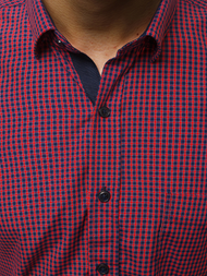 Koszula męska w kratę czerwona OZONEE B/K60