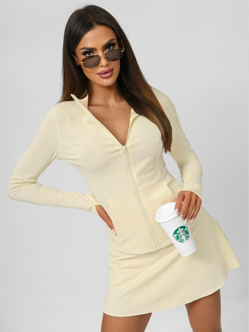 Kurtka damska sportowa ultralight ecru OZONEE JS/17B553/1