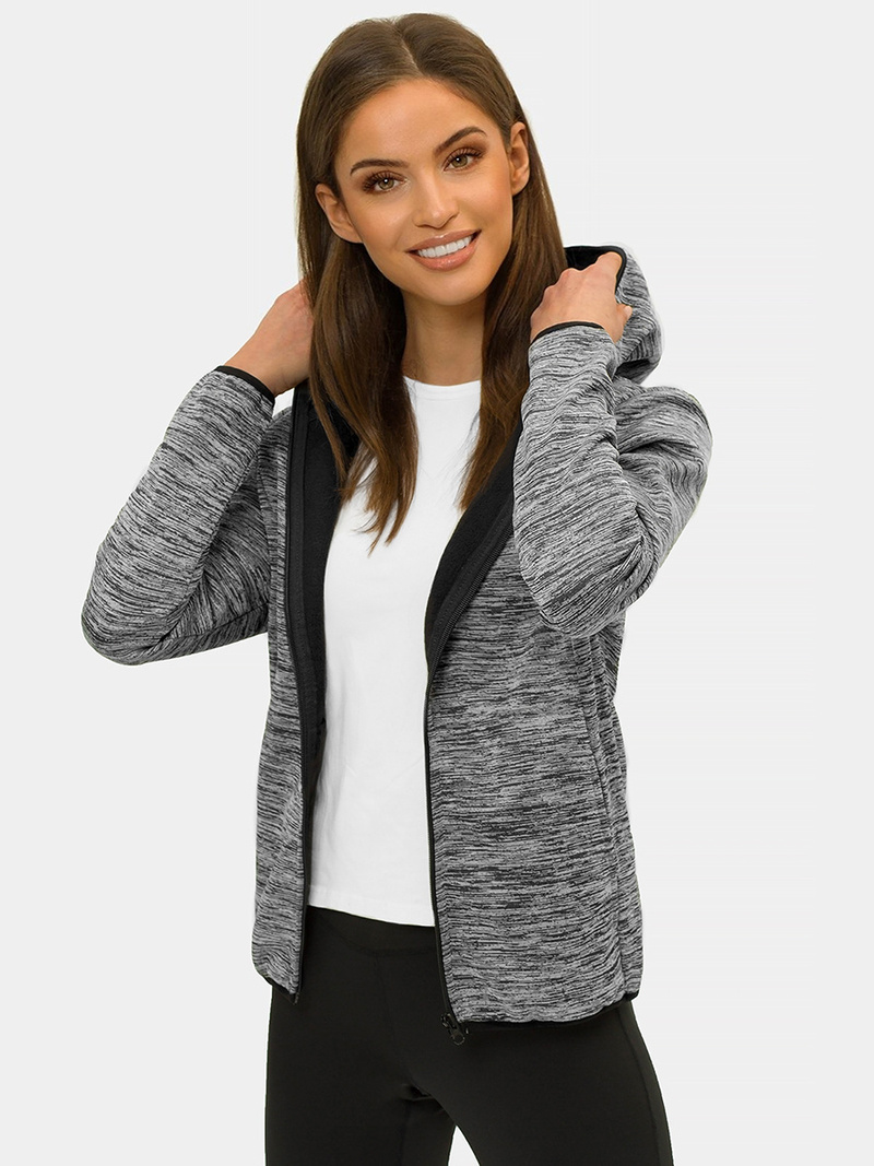 Bluza damska rozpinana z kapturem szara OZONEE JS/HD111/3