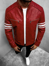 Kurtka skórzana męska bordowa OZONEE YD/BF59359Z