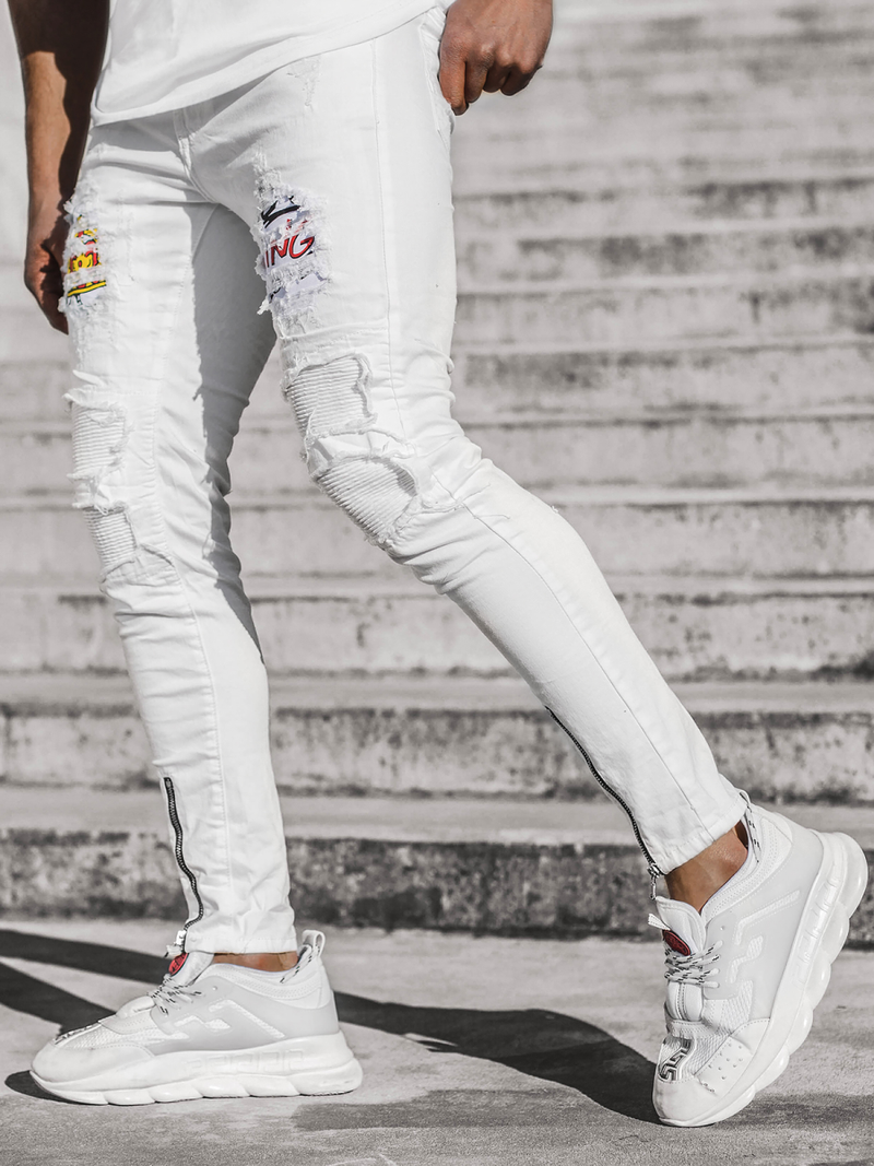 Spodnie męskie jeans białe OZONEE T/82010