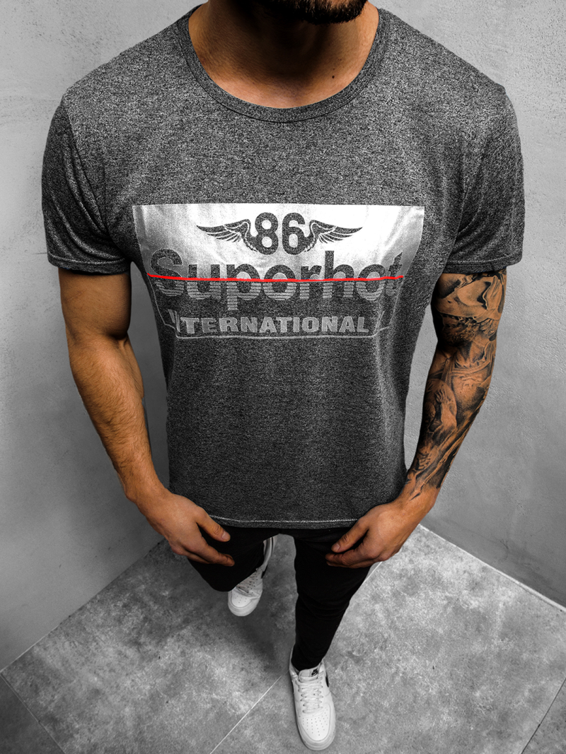 T-Shirt męski czarny OZONEE JS/KS2056Z