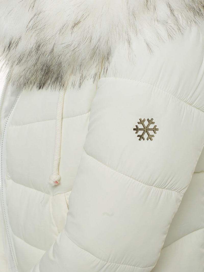 Kurtka zimowa damska parka z futerkiem ecru OZONEE O/SW028/10