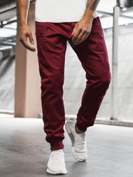 Spodnie męskie chino joggery bordowe OZONEE O/11103