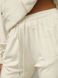 Komplet dresowy damski welurowy ecru OZONEE JS/8C1176/155Z