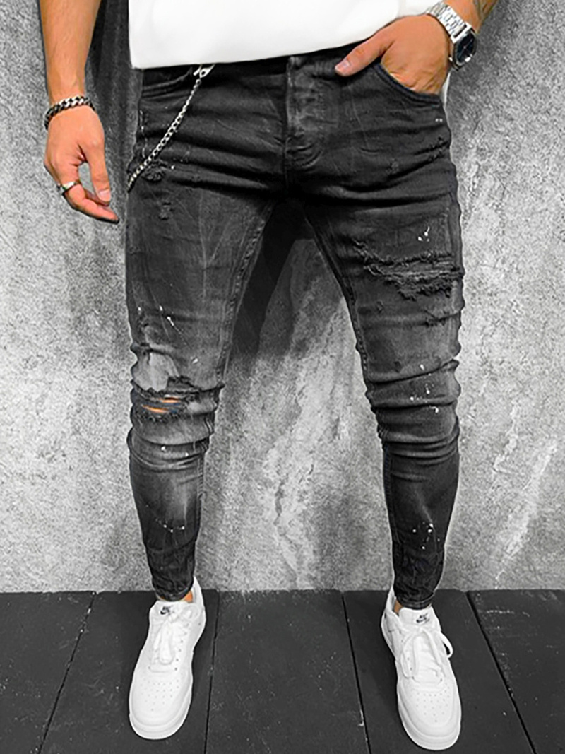 Spodnie jeansowe męskie czarne OZONEE O/B6379