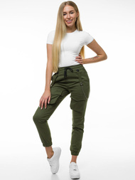 Spodnie damskie chino joggery khaki OZONEE O/8052