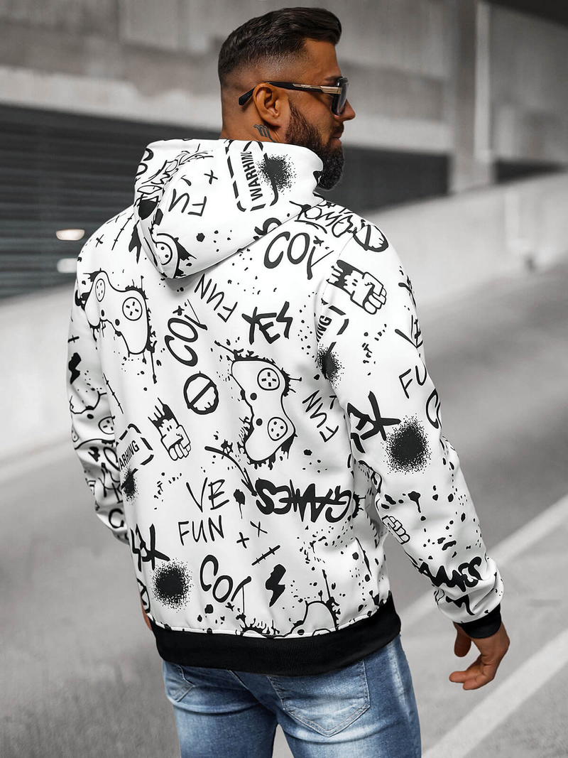 Bluza z kapturem męska biała OZONEE JS/8B1227/1