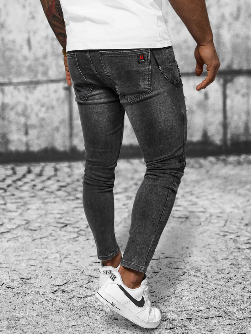 Spodnie jeansowe męskie czarne OZONEE DR/TF246