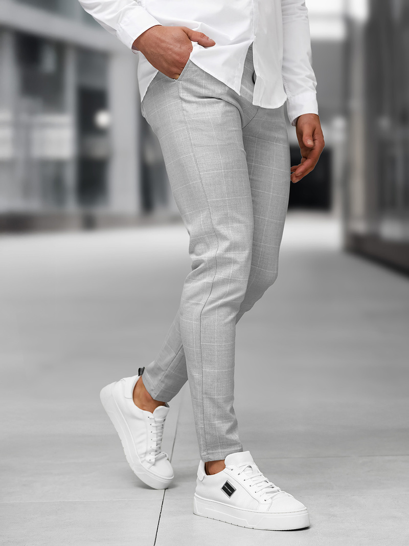 Spodnie męskie chino materiałowe szare OZONEE DJ/5505Z