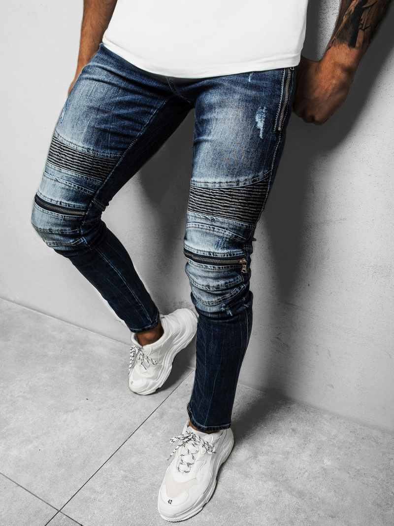 Spodnie jeansowe męskie niebieskie OZONEE NB/MP007BS