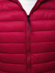 Kamizelka męska pikowana z kapturem bordowa OZONEE JS/HDL88002Z