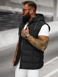 Kamizelka męska pikowana z kapturem czarna OZONEE JS/57M7506/392