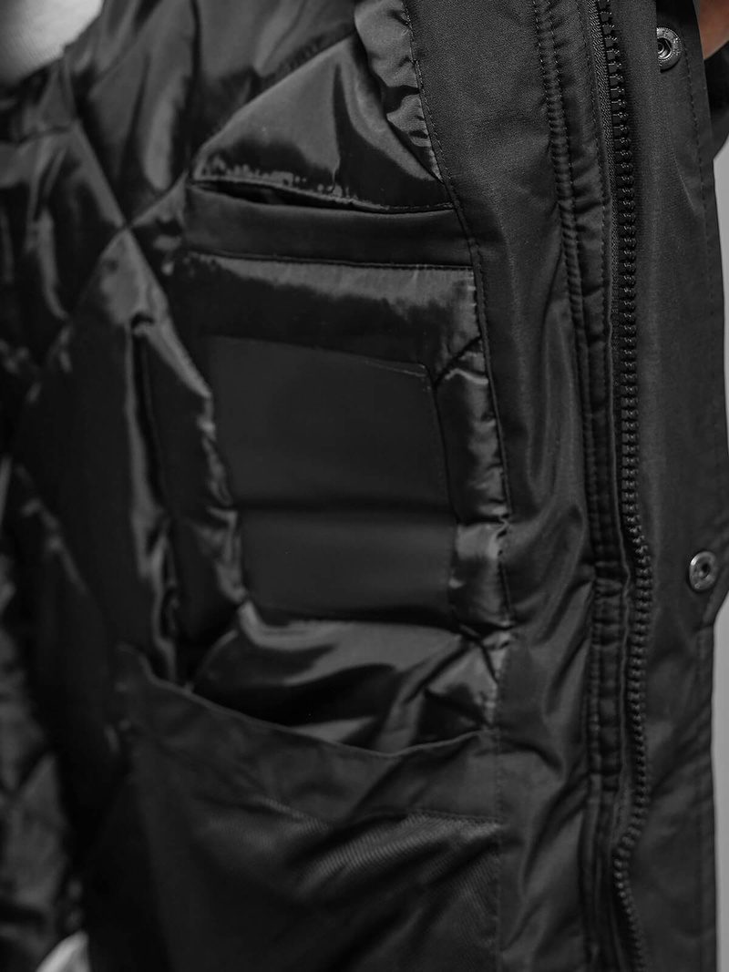 Kurtka zimowa męska pikowana czarna OZONEE JS/5M3118/392