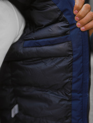 Kurtka zimowa męska z futerkiem granatowa OZONEE JS/M2019/215