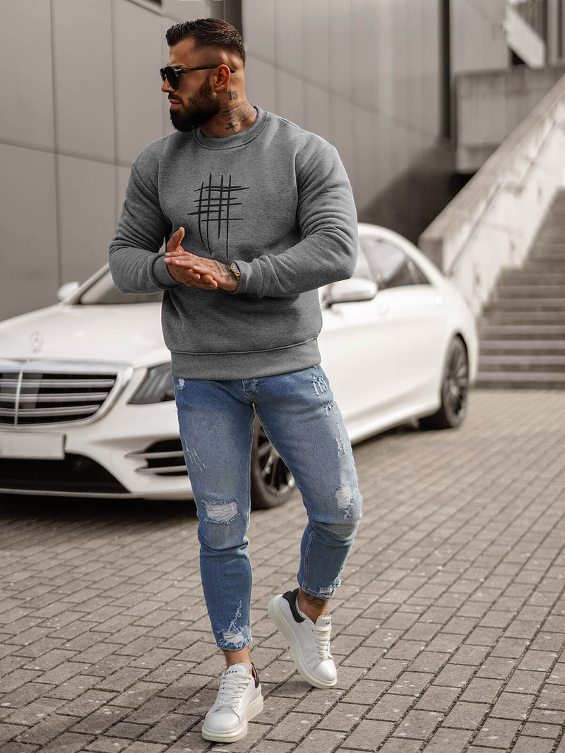 Bluza męska grafitowa OZONEE JS/8B1361/5