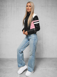 Жіноча шкіряна куртка чорна OZONEE JS/11Z8126