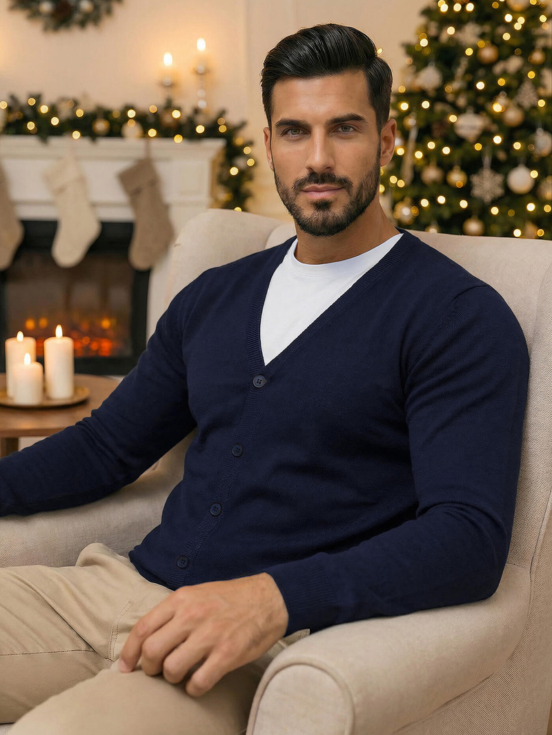 Sweter męski rozpinany granatowy OZONEE NB/MM6006/6Z