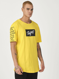 T-Shirt męski z nadrukiem żółty OZONEE MR/21550
