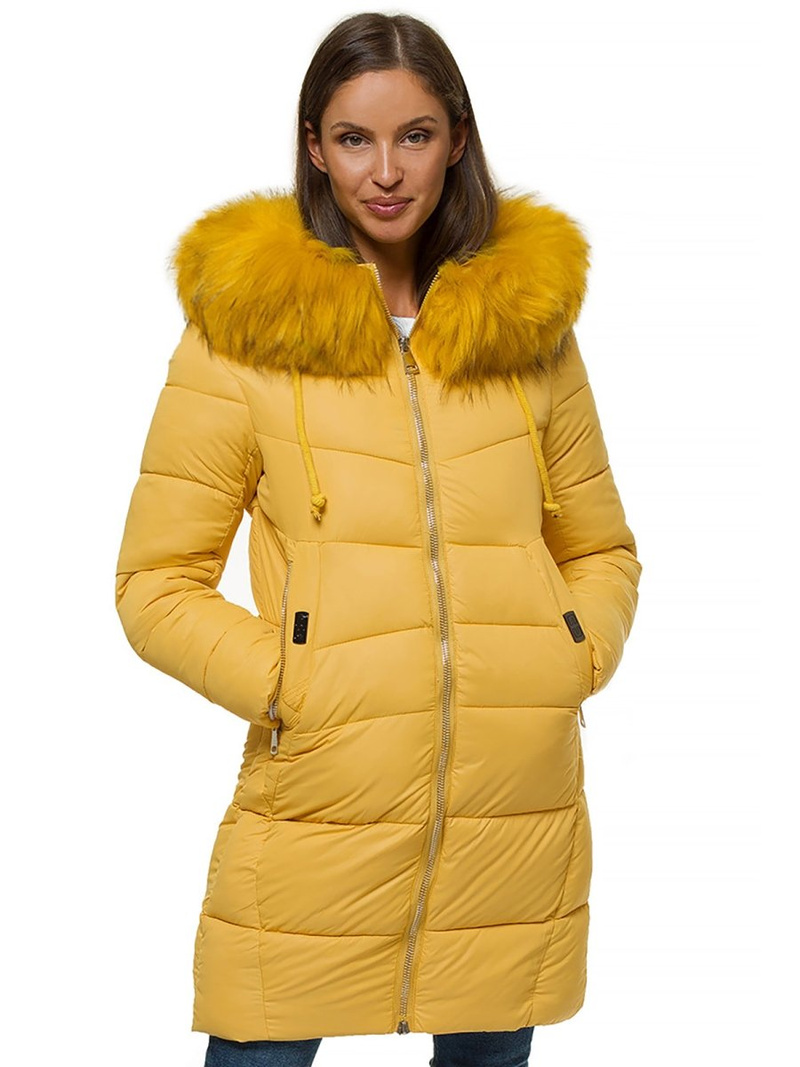 Kurtka zimowa damska parka z futerkiem jasno-camelowa OZONEE O/SW028/46