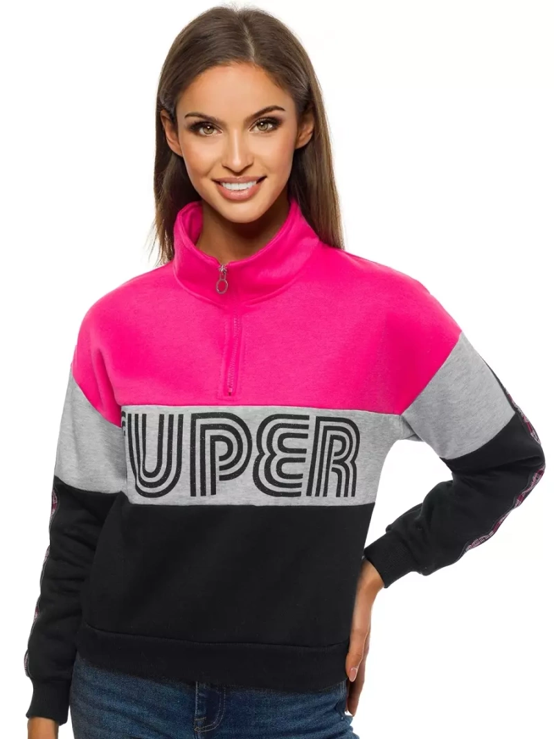 Жіноча Толстовка Рожевo-Чорна OZONEE JS/B26019