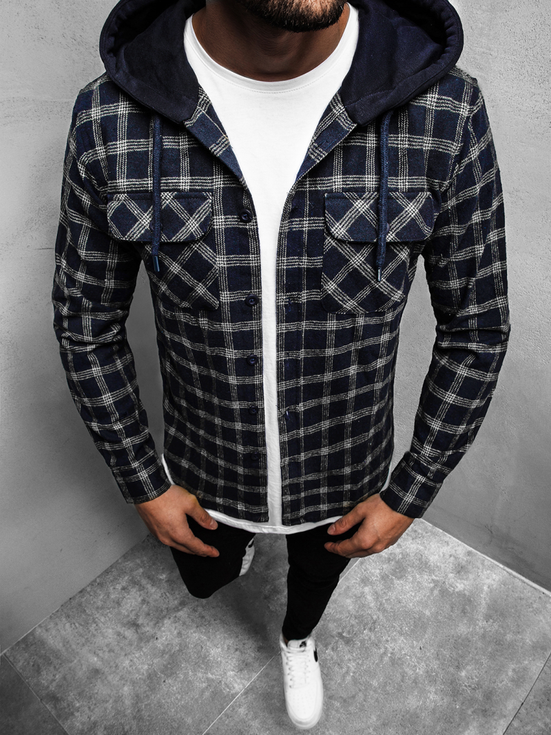 Сорочка чоловіча Сiро/Темно-Синя OZONEE MACH/2022