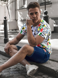 T-Shirt męski z nadrukiem kolorowy OZONEE O/BL60Z