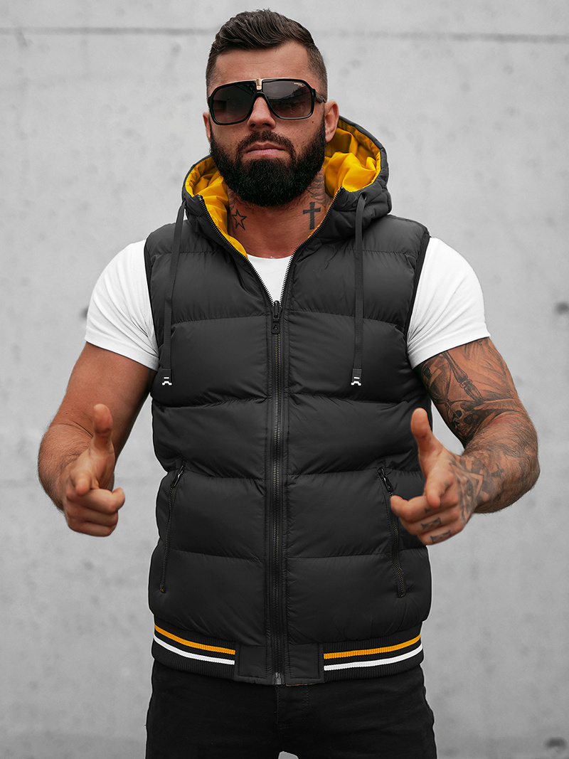 Kamizelka męska dwustronna z kapturem czarna OZONEE N/7127Z