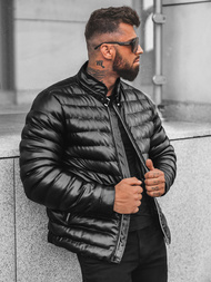 Kurtka zimowa skórzana męska czarna OZONEE O/9025Z