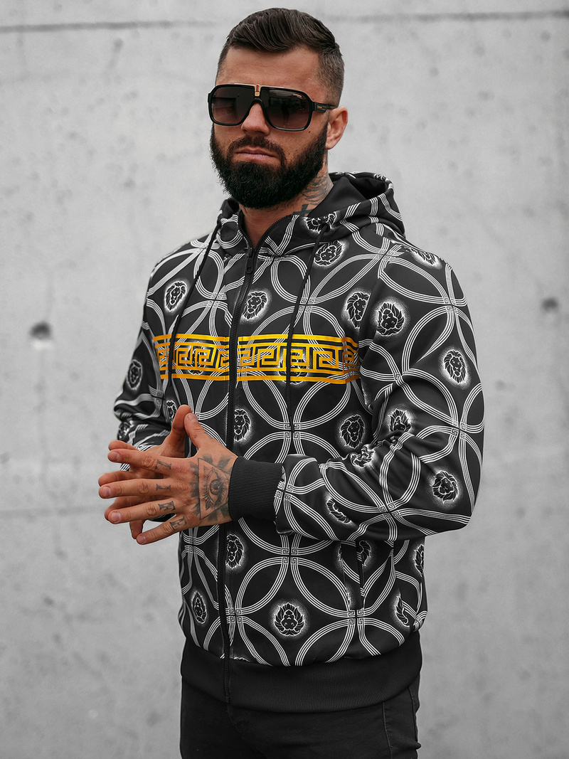 Bluza z kapturem męska rozpinana czarna OZONEE JS/B8123Z