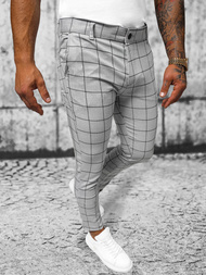 Spodnie męskie chino materiałowe szare OZONEE O/2000