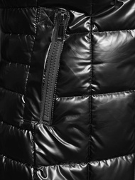 Kurtka zimowa damska długa z futerkiem czarna OZONEE JS/16M9120/392