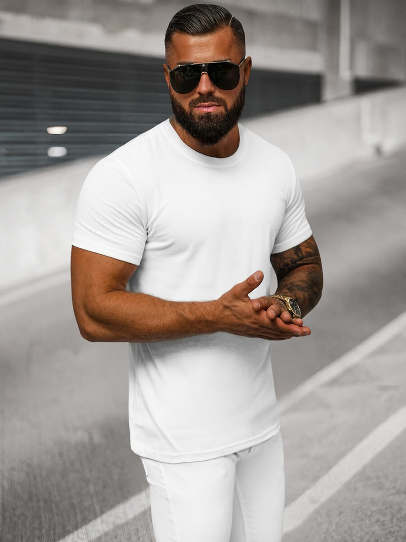 T-shirt męski biały OZONEE O/T1277/1