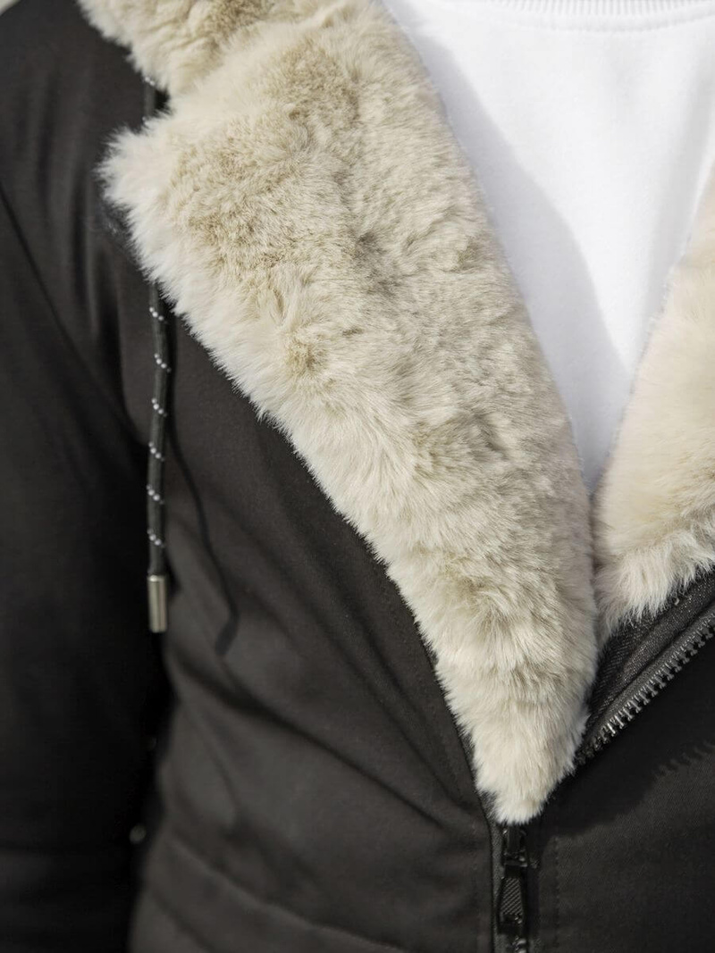 Kurtka zimowa męska parka z futerkiem czarna OZONEE JS/22M119/1