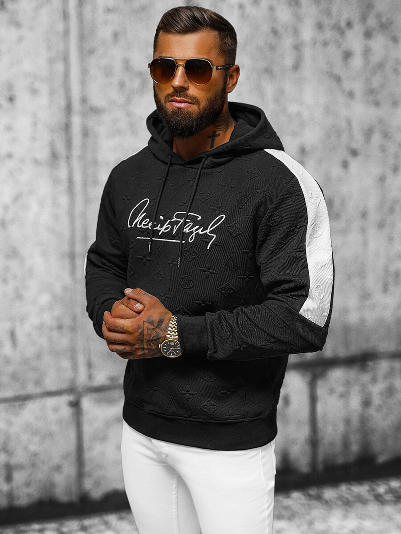 Bluza z kapturem męska czarna OZONEE JS/3B572