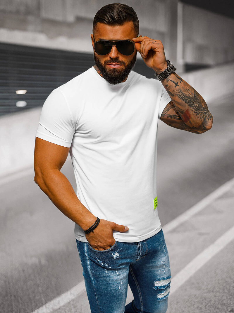 T-shirt męski slim fit biały OZONEE NB/MT3046Z