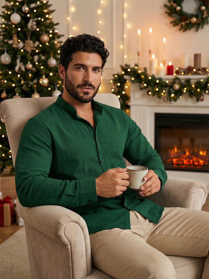 Класична сорочка чоловіча Зелена OZONEE O/V78Z