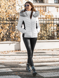 Kurtka zimowa damska z futerkiem biała OZONEE O/DK059/28Z